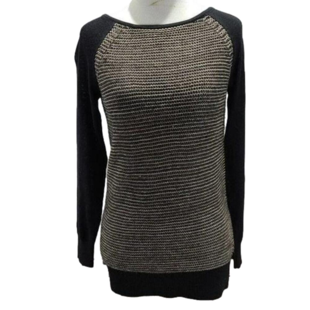 Loft Black White Brown knitted long sleeve sweater